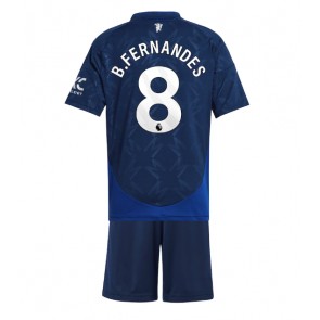 Billiga Manchester United Bruno Fernandes #8 Bortatröja Barn 2024-25 Kortärmad (+ Korta byxor)